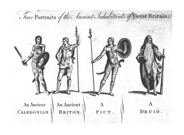Framed Print : Four Portraits of the Ancient Inhabitants of Great Britain, c1780. Creator: Unknown Framed Print : Four Portraits of the Ancient Inhabitants of Great Britain, c1780. Creator: Unknown