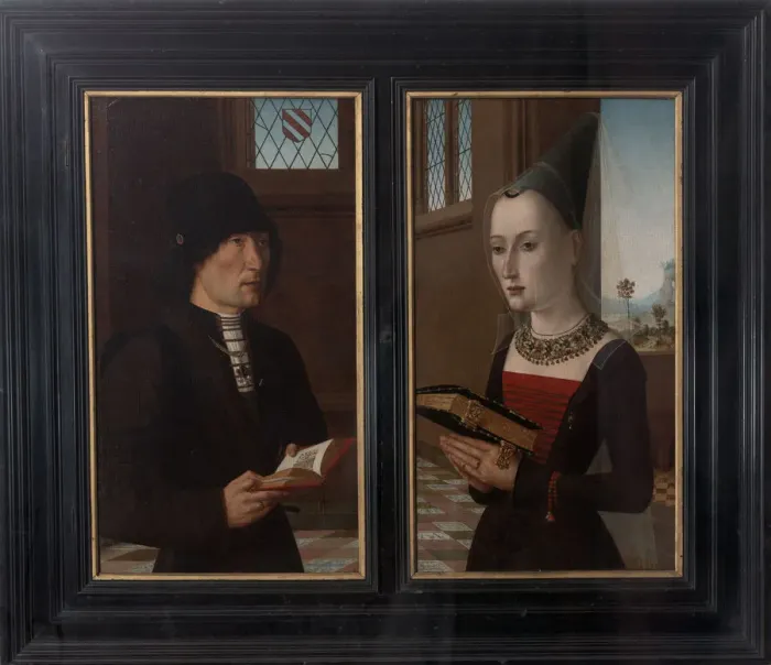 Framed Print : Portraits of the banker Pierantonio Baroncelli and his wife Maria Bonciani, 1489. Artist: Master of the Baroncelli Portraits (aktiv ca 1480-1490) Framed Print : Portraits of the banker Pierantonio Baroncelli and his wife Maria Bonciani, 1489. Artist: Master of the Baroncelli Portraits (aktiv ca 1480-1490)
