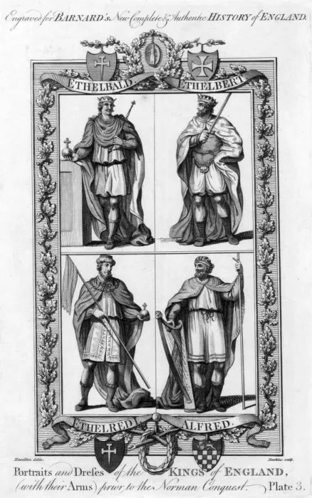 Framed Print : Portraits and Dresses of the Kings of England... c1783.Artist: Hawkins Framed Print : Portraits and Dresses of the Kings of England... c1783.Artist: Hawkins