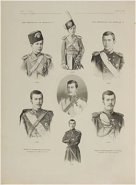 Portraits of Emperor Nicholas II from the period from 1880 to 1891, 1896. Creator: Anonymous