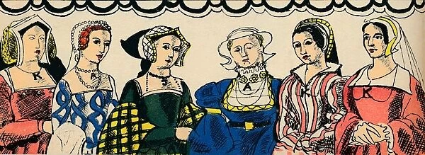 Portraits of Henry VIIIs six wives from 1509, (1932). Artist: Rosalind Thornycroft
