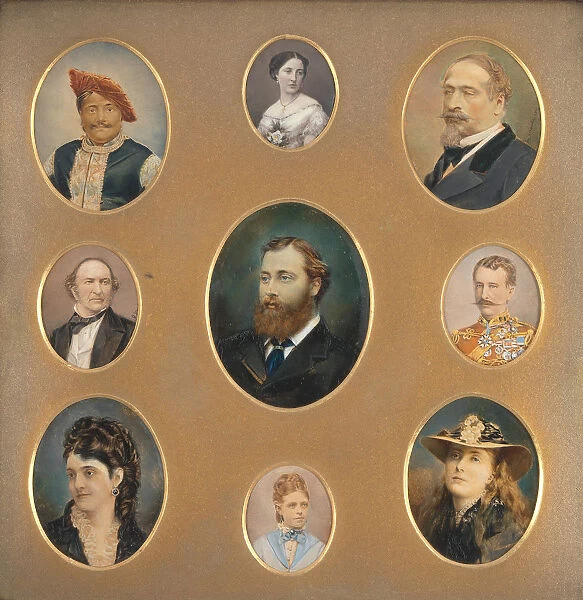 Nine Portraits in Original Passe-Partout, 1880s. Creator: James William Bailey