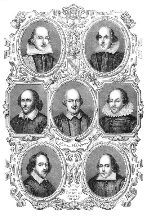 Framed Print : Portraits of Shakspeare, 1864. Creator: Unknown Framed Print : Portraits of Shakspeare, 1864. Creator: Unknown