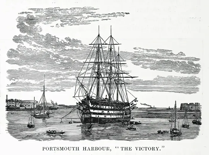 Framed Print : Portsmouth Harbour, 'The Victory', 1892. Creator: Unknown Framed Print : Portsmouth Harbour, 'The Victory', 1892. Creator: Unknown