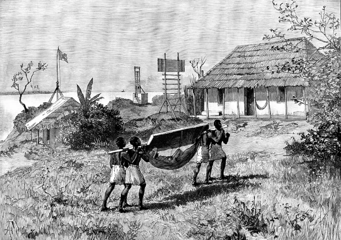 Framed Print : Portuguese in East Africa: signalling post for steamers, and Senhor Pinto's house, Chilvane... 1890 Creator: Amedee Forestier Framed Print : Portuguese in East Africa: signalling post for steamers, and Senhor Pinto's house, Chilvane... 1890 Creator: Amedee Forestier