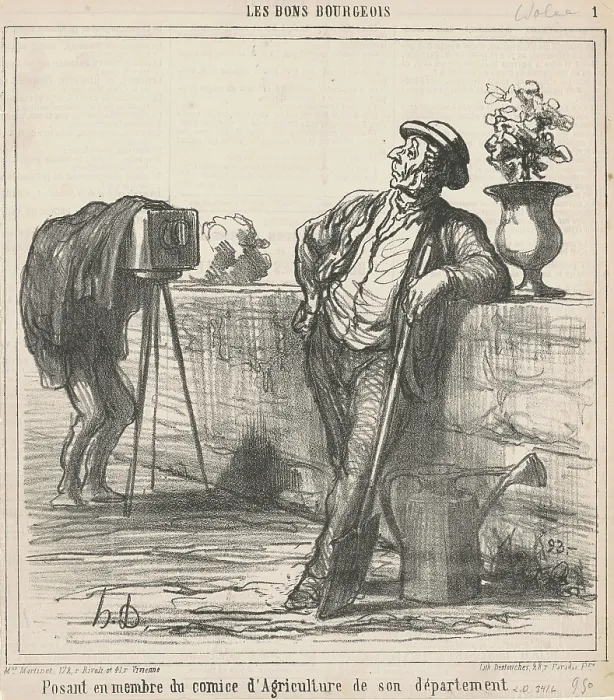 Framed Print : Posant en membre du comice d'Agriculture de son departement, 1865. Creator: Honore Daumier. Posant en membre du comice d'Agriculture de son departement, 1865 Framed Print : Posant en membre du comice d'Agriculture de son departement, 1865. Creator: Honore Daumier. Posant en membre du comice d'Agriculture de son departement, 1865