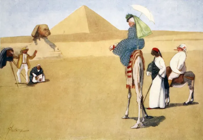 Framed Print : Posing at the Pyramids, 1908. Artist: Lance Thackeray Framed Print : Posing at the Pyramids, 1908. Artist: Lance Thackeray
