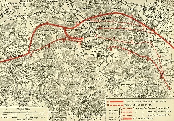 positions in the Battle of Verdun, northern France, First World War, 1916, (c1920)