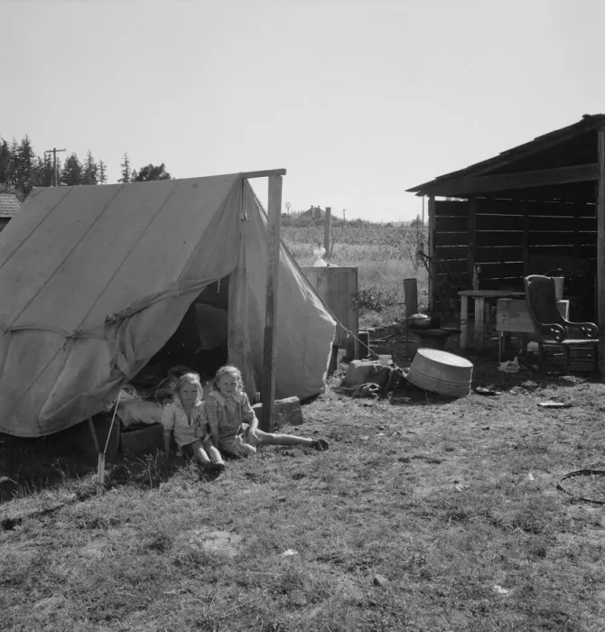 Framed Print : Possibly: Bean pickers camp in growers yard, near West Stayton, Marion County, Oregon, 1939. Creator: Dorothea Lange Framed Print : Possibly: Bean pickers camp in growers yard, near West Stayton, Marion County, Oregon, 1939. Creator: Dorothea Lange