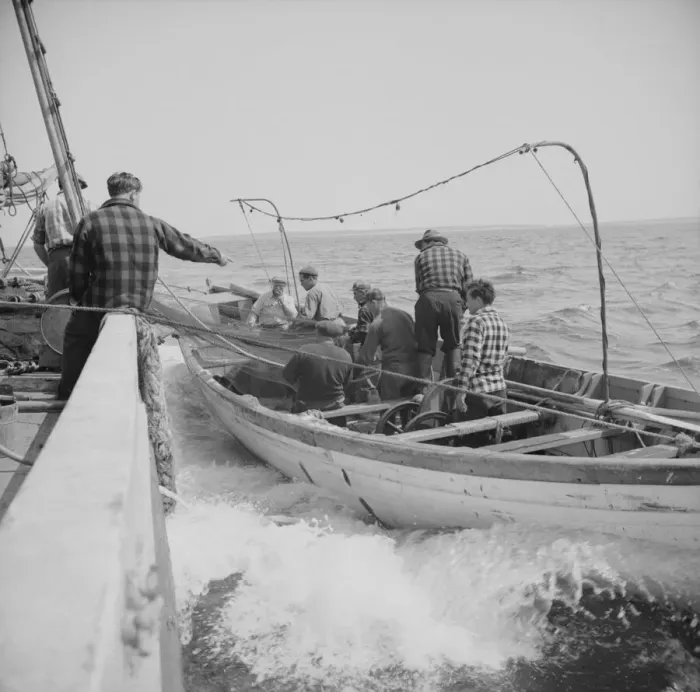 Framed Print : Possibly: On board the fishing boat Alden, out of Gloucester, Massachusetts, 1943. Creator: Gordon Parks Framed Print : Possibly: On board the fishing boat Alden, out of Gloucester, Massachusetts, 1943. Creator: Gordon Parks