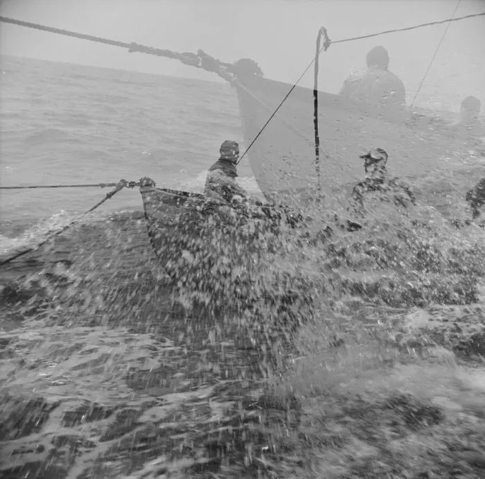 Framed Print : Possibly: On board the fishing boat Alden, out of Gloucester, Massachusetts, 1943. Creator: Gordon Parks Framed Print : Possibly: On board the fishing boat Alden, out of Gloucester, Massachusetts, 1943. Creator: Gordon Parks