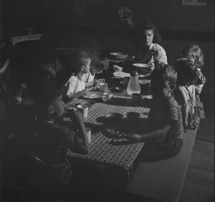 Framed Print : Possibly: A child care center, opened September 15, 1942... New Britain, Connecticut, 1943. Creator: Gordon Parks Framed Print : Possibly: A child care center, opened September 15, 1942... New Britain, Connecticut, 1943. Creator: Gordon Parks