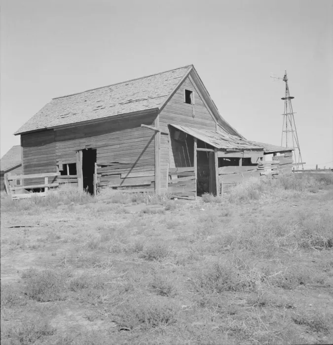 Framed Print : Possibly: Close-up view of abandoned dry land farmhouse in Columbian Basin, Washington, 1939. Creator: Dorothea Lange Framed Print : Possibly: Close-up view of abandoned dry land farmhouse in Columbian Basin, Washington, 1939. Creator: Dorothea Lange