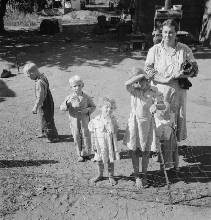 Framed Print : Possibly: Family living in shacktown community, mostly from... Washington, Yakima Valley, 1939. Creator: Dorothea Lange Framed Print : Possibly: Family living in shacktown community, mostly from... Washington, Yakima Valley, 1939. Creator: Dorothea Lange