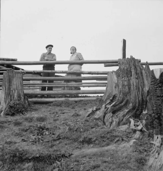 Framed Print : Possibly: Farm family in the cut-over land, Priest River Valley, Bonner County, Idaho, 1939. Creator: Dorothea Lange Framed Print : Possibly: Farm family in the cut-over land, Priest River Valley, Bonner County, Idaho, 1939. Creator: Dorothea Lange