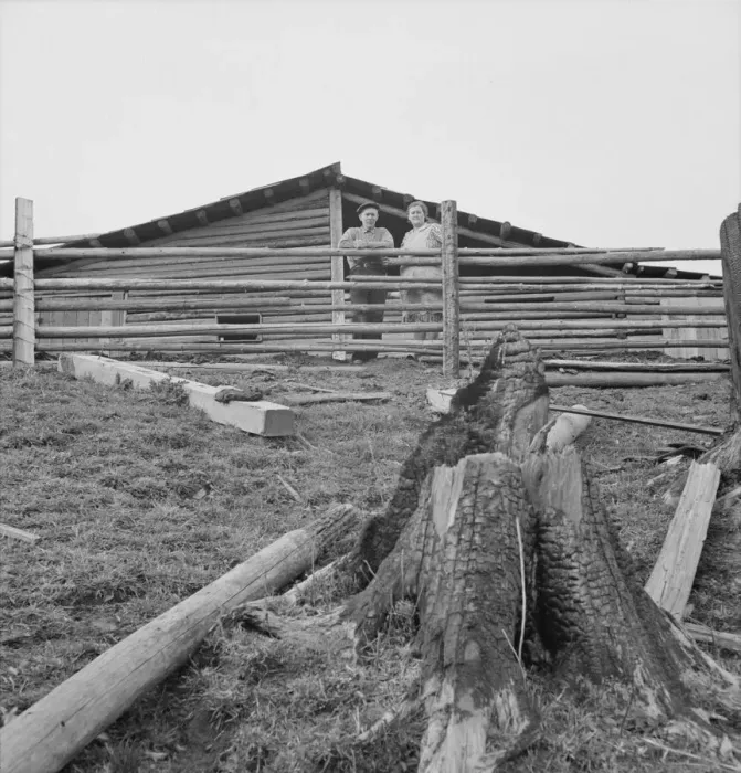 Framed Print : Possibly: Farm family in the cut-over land, Priest River Valley, Bonner County, Idaho, 1939. Creator: Dorothea Lange Framed Print : Possibly: Farm family in the cut-over land, Priest River Valley, Bonner County, Idaho, 1939. Creator: Dorothea Lange