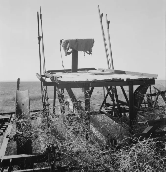 Framed Print : Possibly: Farm machinery left on abandoned dry land farm in Columbian Basin, Washington, 1939. Creator: Dorothea Lange Framed Print : Possibly: Farm machinery left on abandoned dry land farm in Columbian Basin, Washington, 1939. Creator: Dorothea Lange