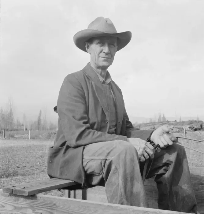Framed Print : Possibly: Farmer from Nebraska now developing eighty-acre stump farm, Bonner County, Idaho, 1939. Creator: Dorothea Lange Framed Print : Possibly: Farmer from Nebraska now developing eighty-acre stump farm, Bonner County, Idaho, 1939. Creator: Dorothea Lange