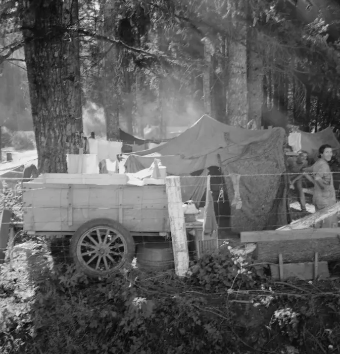 Framed Print : Possibly: Large private auto camp in woods... near West Stayton, Marion County, Oregon, 1939. Creator: Dorothea Lange Framed Print : Possibly: Large private auto camp in woods... near West Stayton, Marion County, Oregon, 1939. Creator: Dorothea Lange