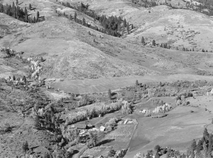 Framed Print : Possibly: Looking down on Ola self-help co-op mill showing the upper end... Gem County, Idaho, 1939 Creator: Dorothea Lange Framed Print : Possibly: Looking down on Ola self-help co-op mill showing the upper end... Gem County, Idaho, 1939 Creator: Dorothea Lange