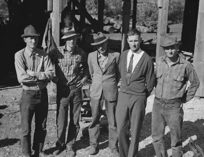 Framed Print : Possibly: Men working in mill, Ola self-help sawmill co-op, Gem County, Idaho, 1939. Creator: Dorothea Lange
