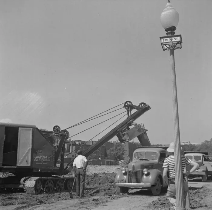 Framed Print : Possibly: Preparing the ground for the construction of emergency buildings... Washington, D.C, 1942 Creator: Gordon Parks Framed Print : Possibly: Preparing the ground for the construction of emergency buildings... Washington, D.C, 1942 Creator: Gordon Parks