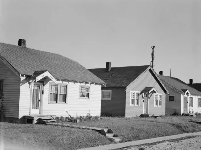 Framed Print : Possibly: Type of home built by private interests... Longview, Cowlitz County, Washington, 1939. Creator: Dorothea Lange Framed Print : Possibly: Type of home built by private interests... Longview, Cowlitz County, Washington, 1939. Creator: Dorothea Lange