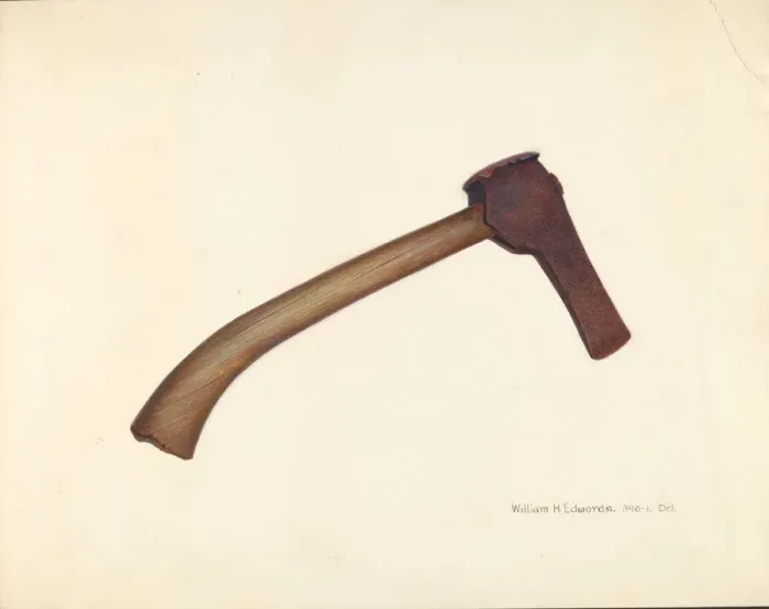 Framed Print : Post Axe, 1935 / 1942. Creator: William H Edwards Framed Print : Post Axe, 1935 / 1942. Creator: William H Edwards