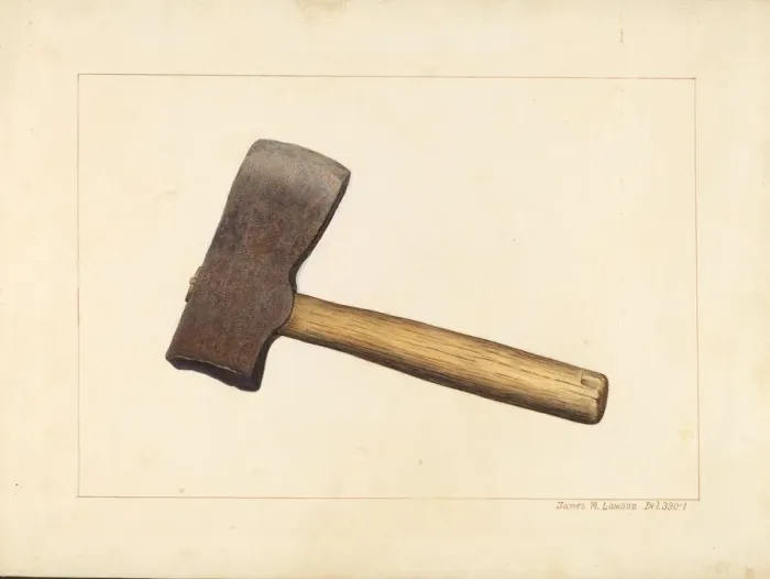 Framed Print : Post Axe, c. 1938. Creator: James M. Lawson Framed Print : Post Axe, c. 1938. Creator: James M. Lawson