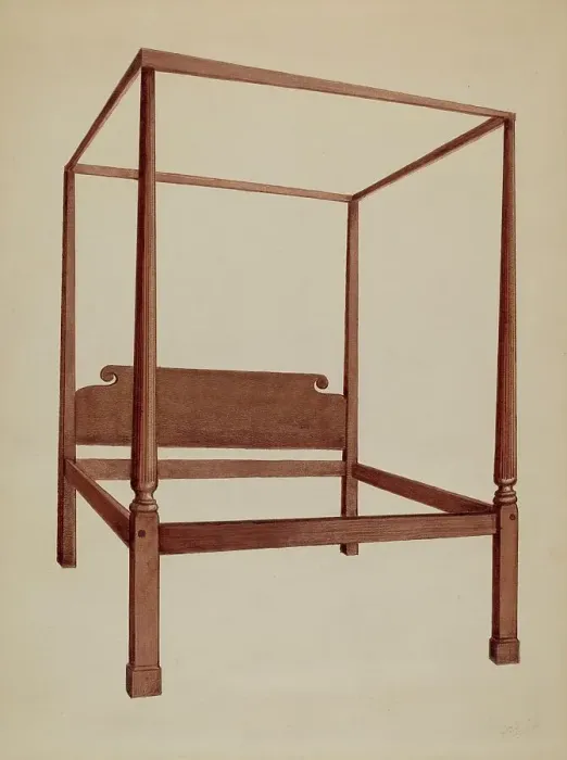Framed Print : Four Post Bed, 1936. Creator: Fred Weiss Framed Print : Four Post Bed, 1936. Creator: Fred Weiss