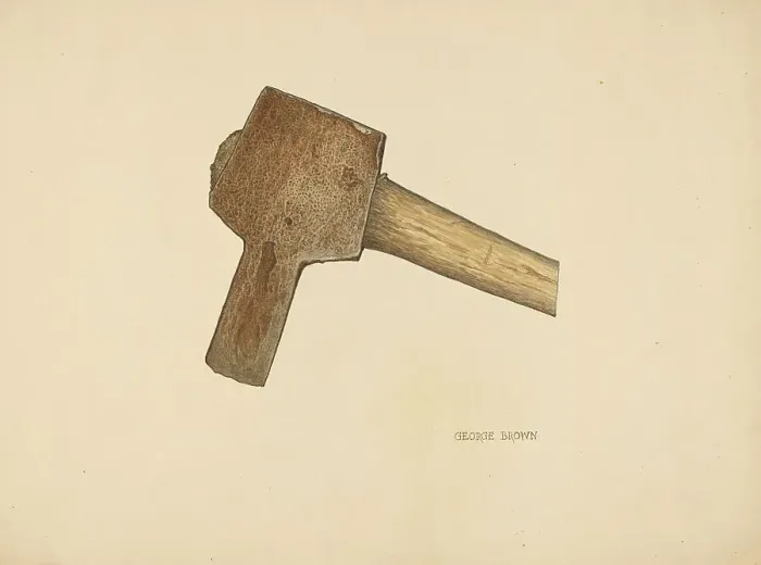 Framed Print : Post Hole Axe, c. 1940. Creator: George C. Brown Framed Print : Post Hole Axe, c. 1940. Creator: George C. Brown