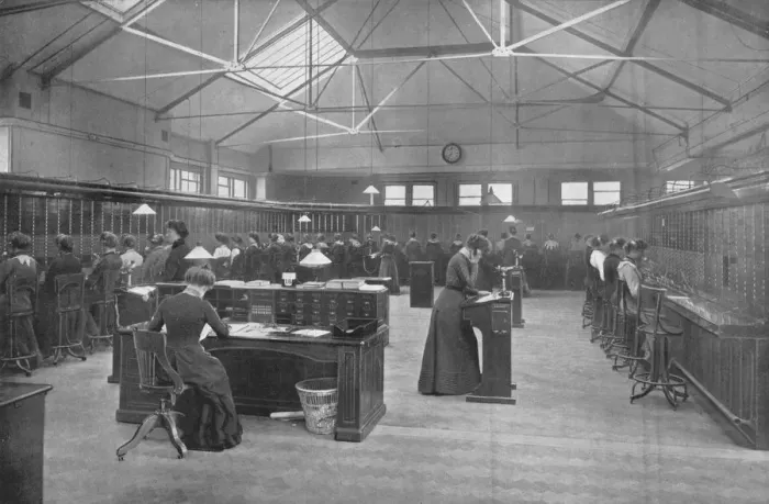 Framed Print : In the Post Office Central Telephone Exchange, City of London, c1903 (1903) Framed Print : In the Post Office Central Telephone Exchange, City of London, c1903 (1903)