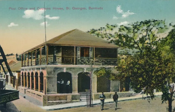 Framed Print : Post Office and Customs House, St. Georges, Bermuda, early 20th century. Creator: Unknown Framed Print : Post Office and Customs House, St. Georges, Bermuda, early 20th century. Creator: Unknown