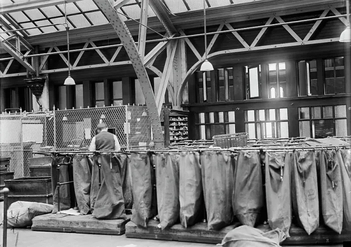Framed Print : Post Office Department - Mailbags, 1913. Creator: Harris & Ewing. Post Office Department - Mailbags, 1913. Creator: Harris & Ewing Framed Print : Post Office Department - Mailbags, 1913. Creator: Harris & Ewing. Post Office Department - Mailbags, 1913. Creator: Harris & Ewing
