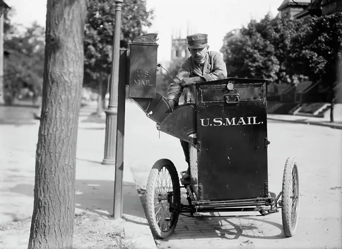 Framed Print : Post office Department - Motor Cycle Postman, 1912. Creator: Harris & Ewing. Post office Department - Motor Cycle Postman, 1912. Creator: Harris & Ewing Framed Print : Post office Department - Motor Cycle Postman, 1912. Creator: Harris & Ewing. Post office Department - Motor Cycle Postman, 1912. Creator: Harris & Ewing