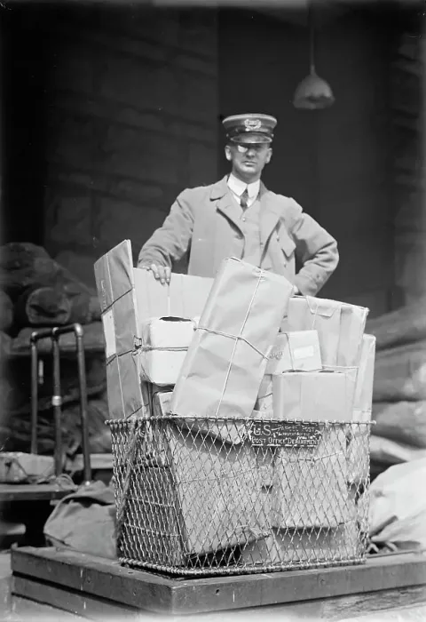 Framed Print : Post Office Department - Parcel Post, 1914. Creator: Harris & Ewing. Post Office Department - Parcel Post, 1914. Creator: Harris & Ewing Framed Print : Post Office Department - Parcel Post, 1914. Creator: Harris & Ewing. Post Office Department - Parcel Post, 1914. Creator: Harris & Ewing