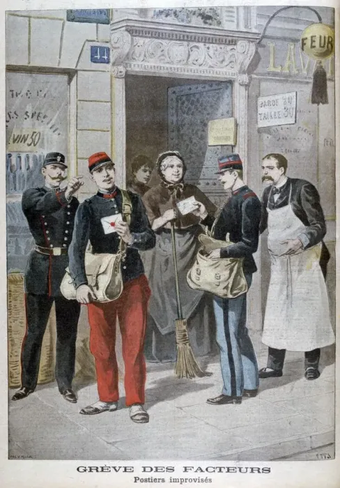 Framed Print : Post-office employees improvise, 1899. Artist: Henri Meyer Framed Print : Post-office employees improvise, 1899. Artist: Henri Meyer
