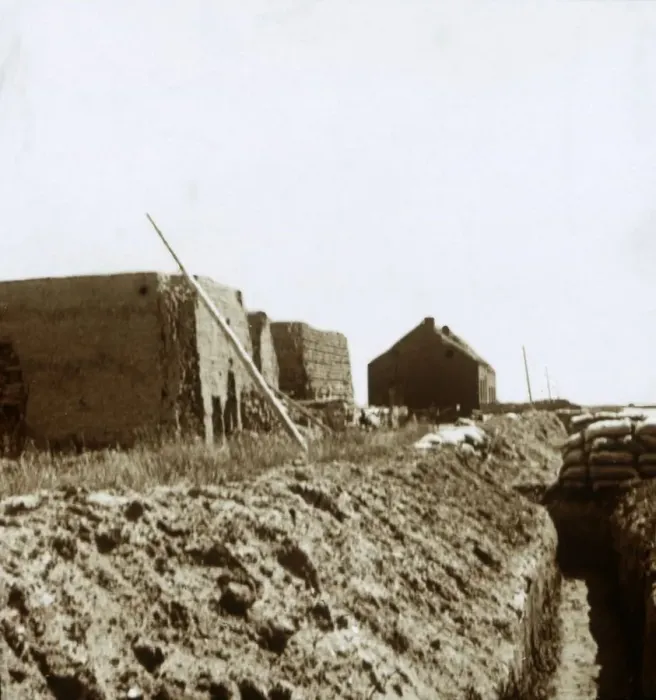 Framed Print : Post on the Yser, Flanders, Belgium, c1914-c1918 Framed Print : Post on the Yser, Flanders, Belgium, c1914-c1918