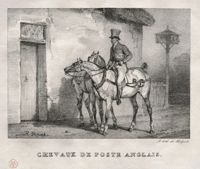 Framed Print : Postal Horses, 1823. Creator: Horace Vernet (French, 1789-1863) Framed Print : Postal Horses, 1823. Creator: Horace Vernet (French, 1789-1863)