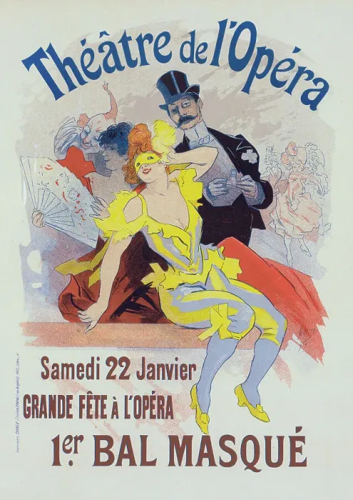 Framed Print : Poster for the 1er. bal masqué, la Grande Fête à l'Opéra, 22 janvier. c1898. Creator: Jules Cheret Framed Print : Poster for the 1er. bal masqué, la Grande Fête à l'Opéra, 22 janvier. c1898. Creator: Jules Cheret