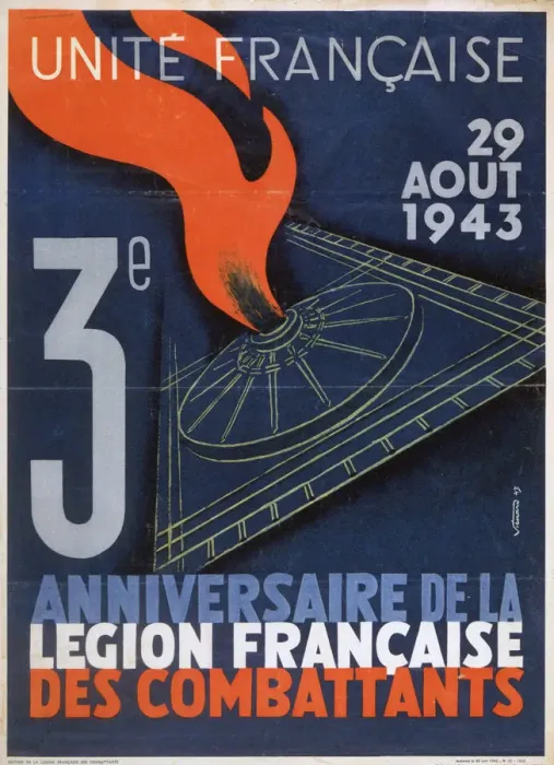 Framed Print : Poster for the 3rd anniversary of the foundation of the Legion Francaise des Combattants, 1943 Framed Print : Poster for the 3rd anniversary of the foundation of the Legion Francaise des Combattants, 1943
