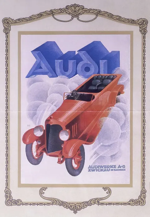Framed Print : Poster advertising Audi cars, 1922 Framed Print : Poster advertising Audi cars, 1922