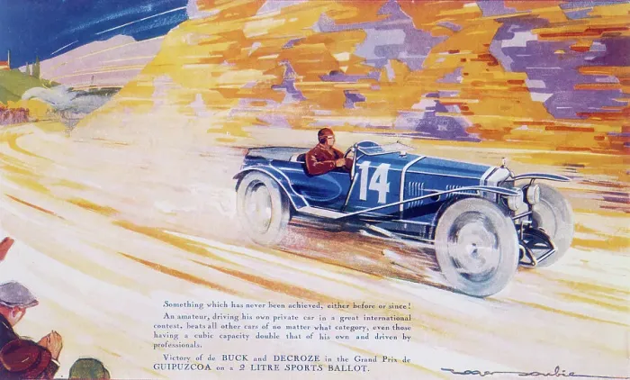 Framed Print : Poster advertising a Ballot 2 litre sports car Framed Print : Poster advertising a Ballot 2 litre sports car