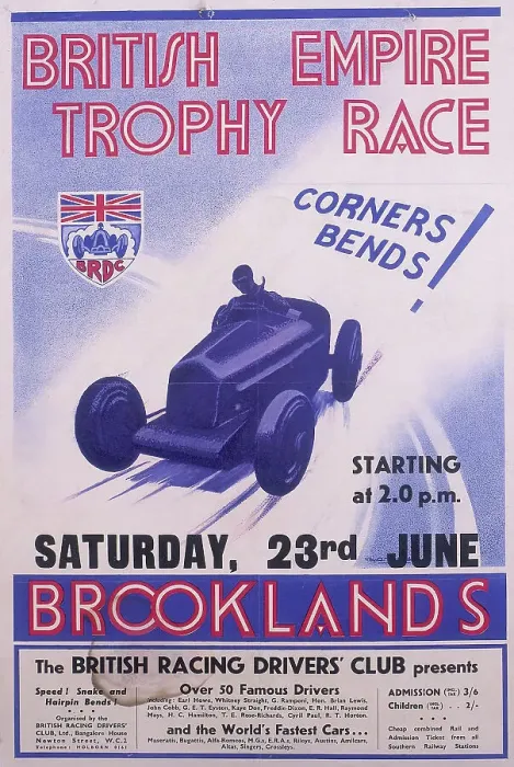 Framed Print : Poster advertising the British Empire Trophy Race, Brooklands, Surrey Framed Print : Poster advertising the British Empire Trophy Race, Brooklands, Surrey