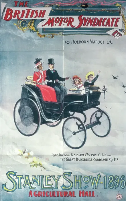 Framed Print : Poster advertising the British Motor Syndicate Stanley Show, 1896 Framed Print : Poster advertising the British Motor Syndicate Stanley Show, 1896
