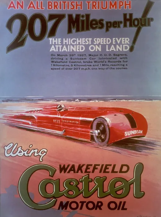 Framed Print : Poster advertising Castrol, featuring a Sunbeam car, (c1927?) Framed Print : Poster advertising Castrol, featuring a Sunbeam car, (c1927?)