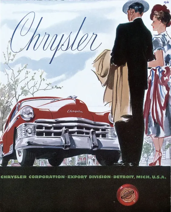 Framed Print : Poster advertising a Chrysler, 1950 Framed Print : Poster advertising a Chrysler, 1950