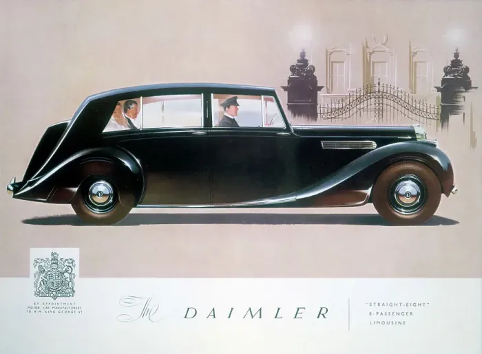 Framed Print : Poster advertising the Daimler Straight 8 limousine, 1947 Framed Print : Poster advertising the Daimler Straight 8 limousine, 1947
