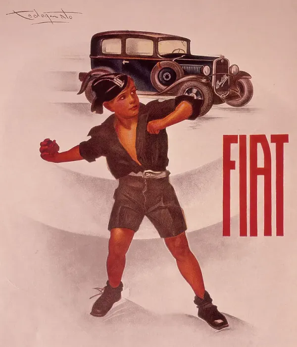 Framed Print : Poster advertising Fiat cars, (c1930s?) Framed Print : Poster advertising Fiat cars, (c1930s?)