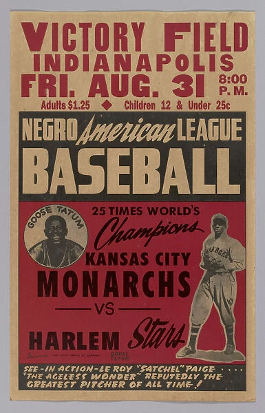 Poster advertising a game between the Kansas City Monarchs and the Harlem Stars, 1945